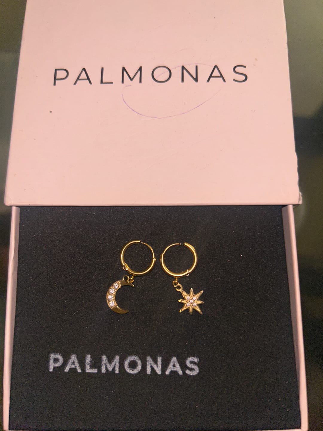 Customer photo review of Studded Star Moon Hoop Earrings