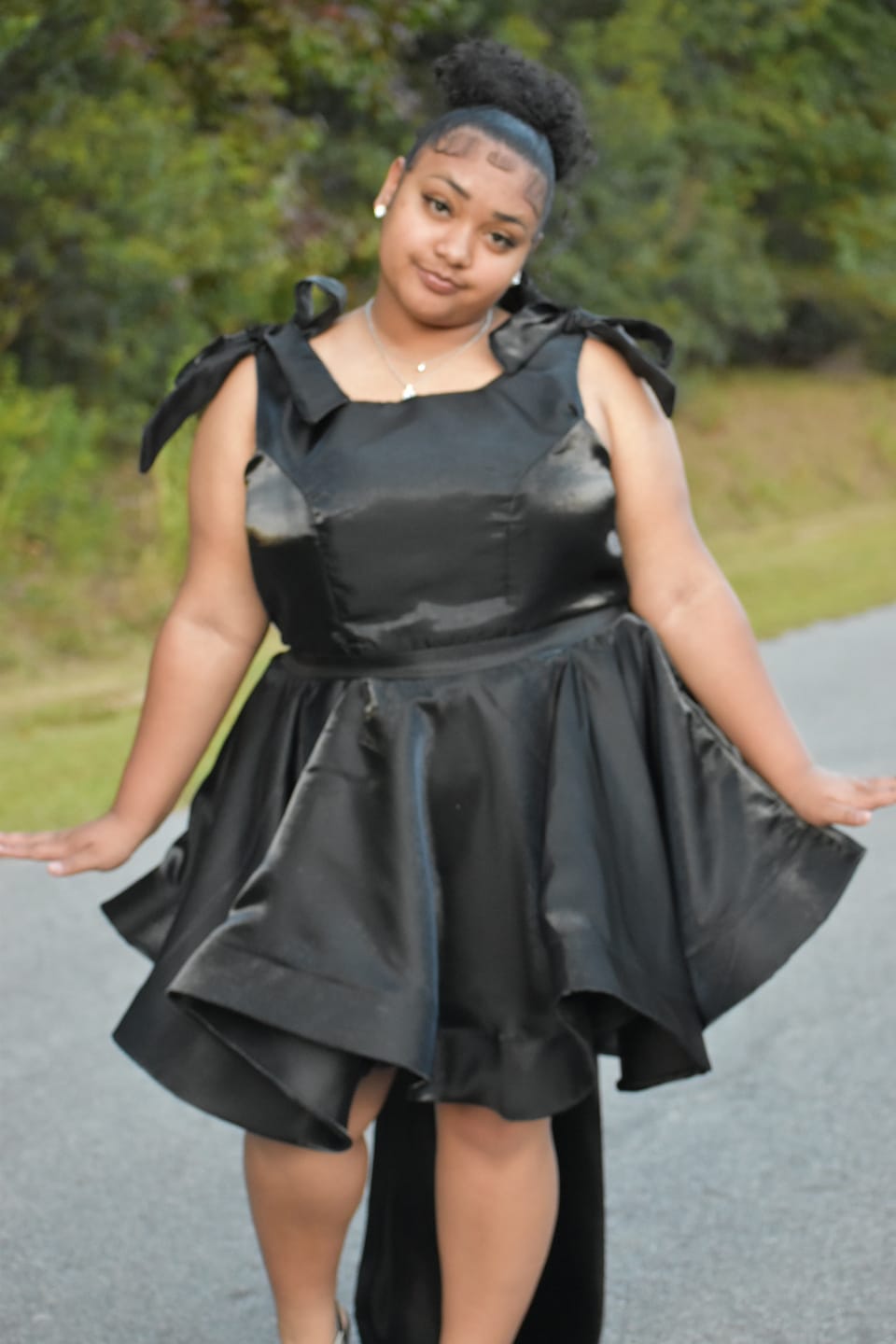 Customer photo review of Black Liquid Bridal Satin