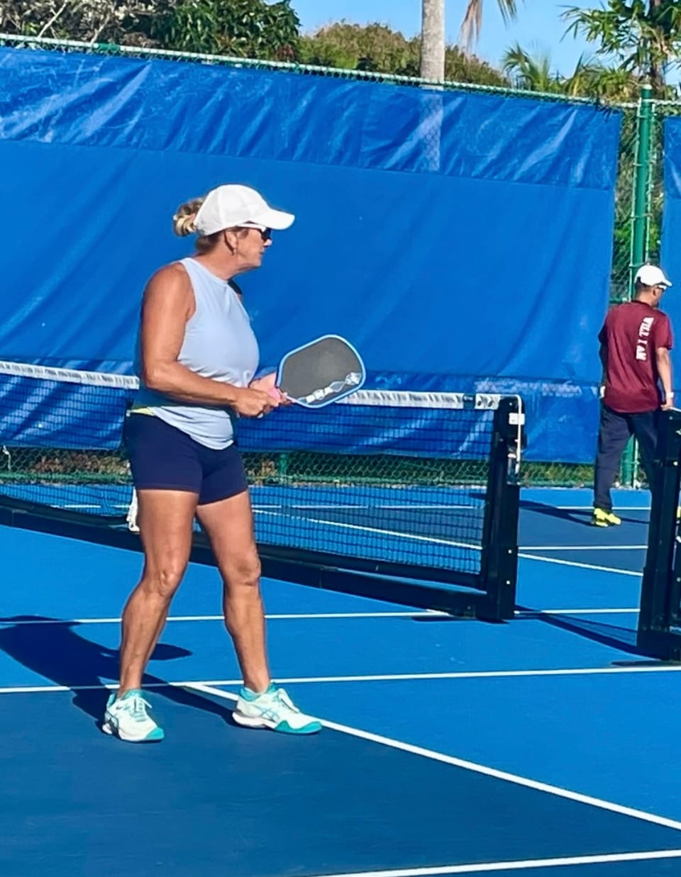 Customer photo review of Women’s Short Sleeve Performance Paddle Tap Pickleball T-Shirt Pink Blossom