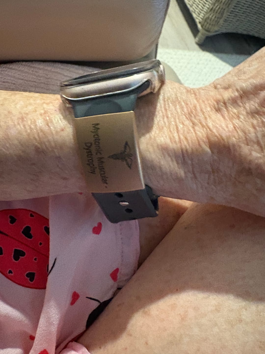 Customer photo review of Personalised ID Tag for Watch Band & Fitness Trackers