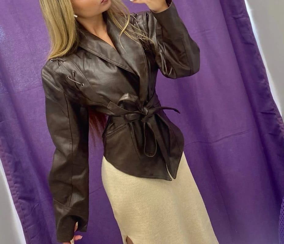 Customer photo review of Zyra Biker Leather Jacket