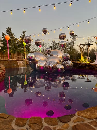 Customer photo review of Silver Inflatable Mirror Ball Reusable Big Bubble Balloon