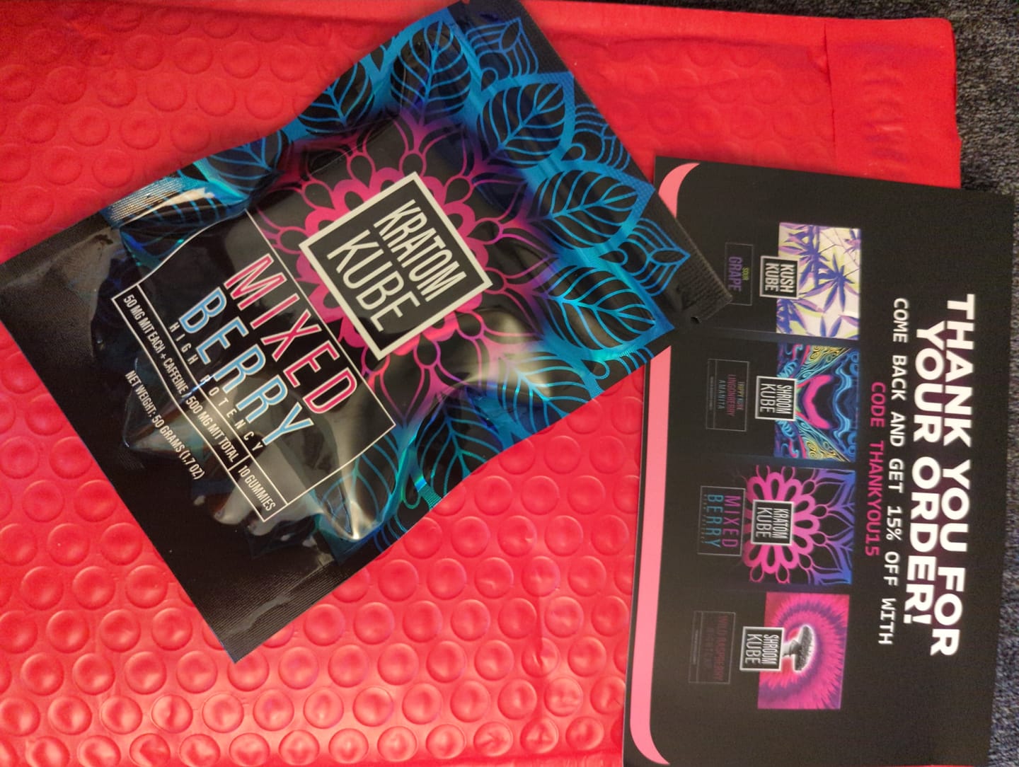Customer photo review of Mixed Berry Kratom Kube - 50 MIT + 50mg Caffeine