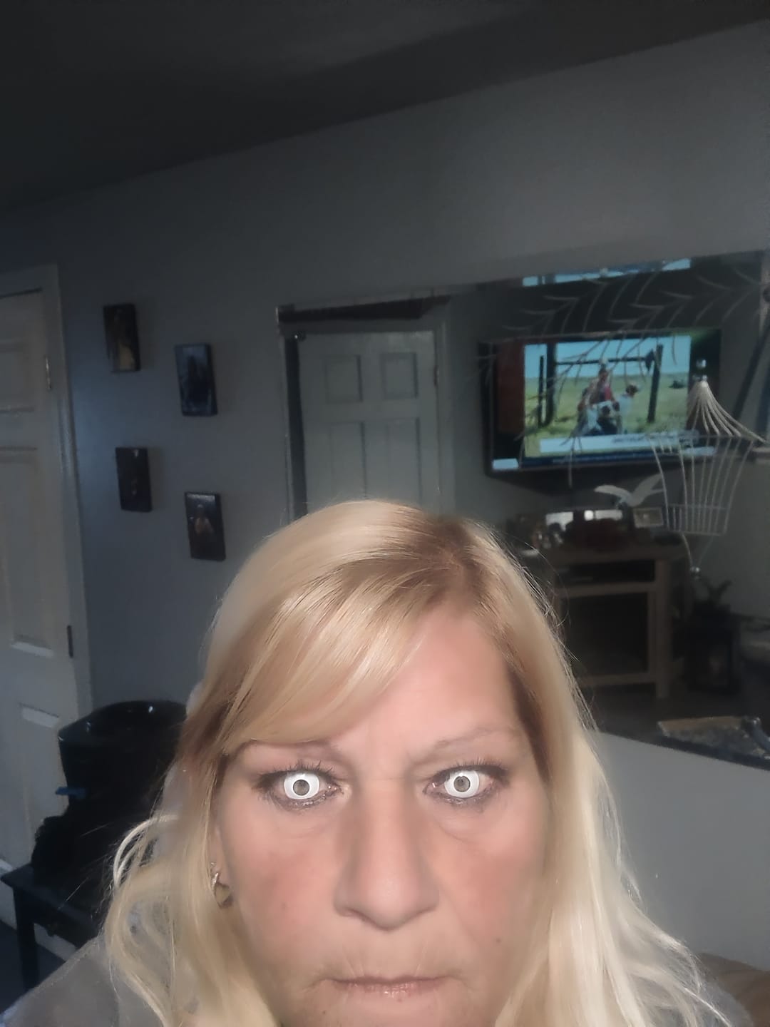 Customer photo review of Halloween Whiteout Prescription Colored Contact Lenses