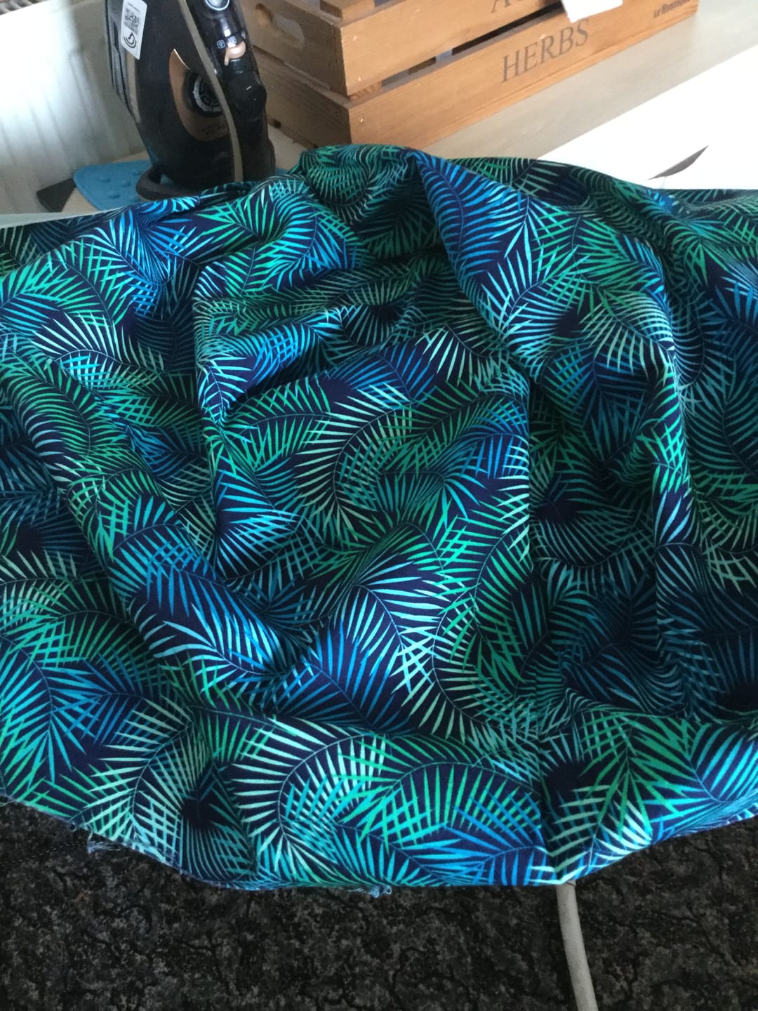 Customer photo review of Tropical Fern Leaves Rose & Hubble Cotton Poplin Fabric