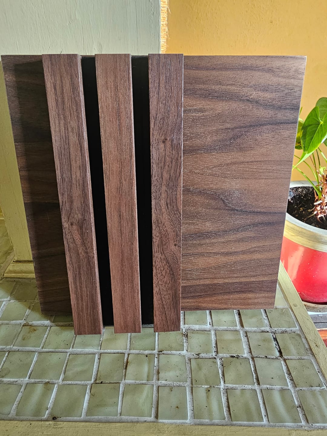 Customer photo review of Natural Walnut Acoustic Slat Panel 118" Sample