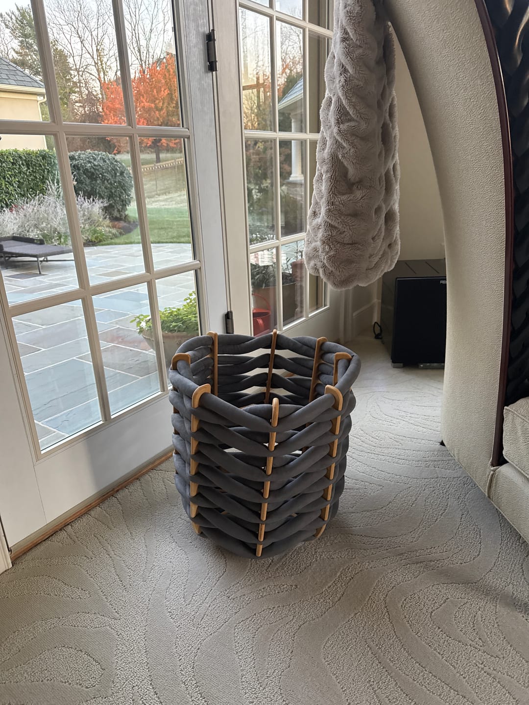 Customer photo review of (L) Hull Basket in Graphite Ultra suede