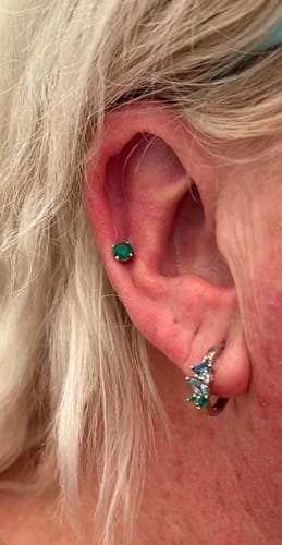 Customer photo review of Emerald Earrings in 9ct Yellow Gold