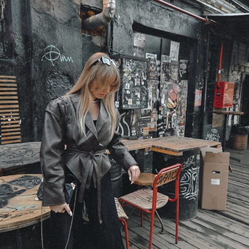 Customer photo review of Zyra Biker Leather Jacket