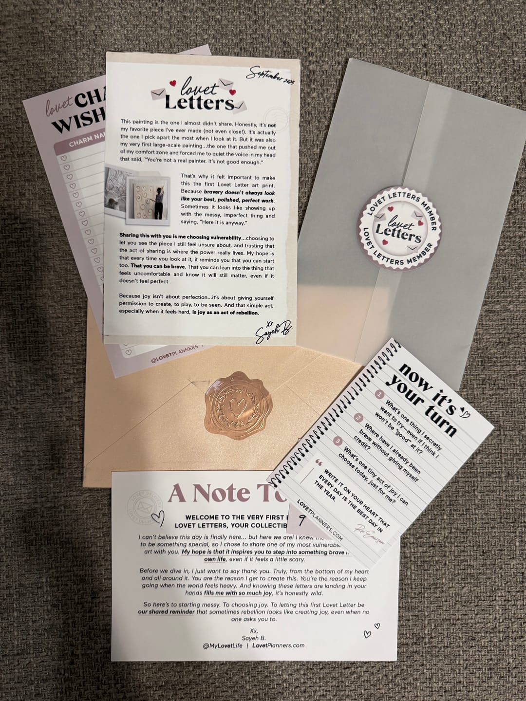 Customer photo review of Lovet Letters: The Monthly Mail Club
