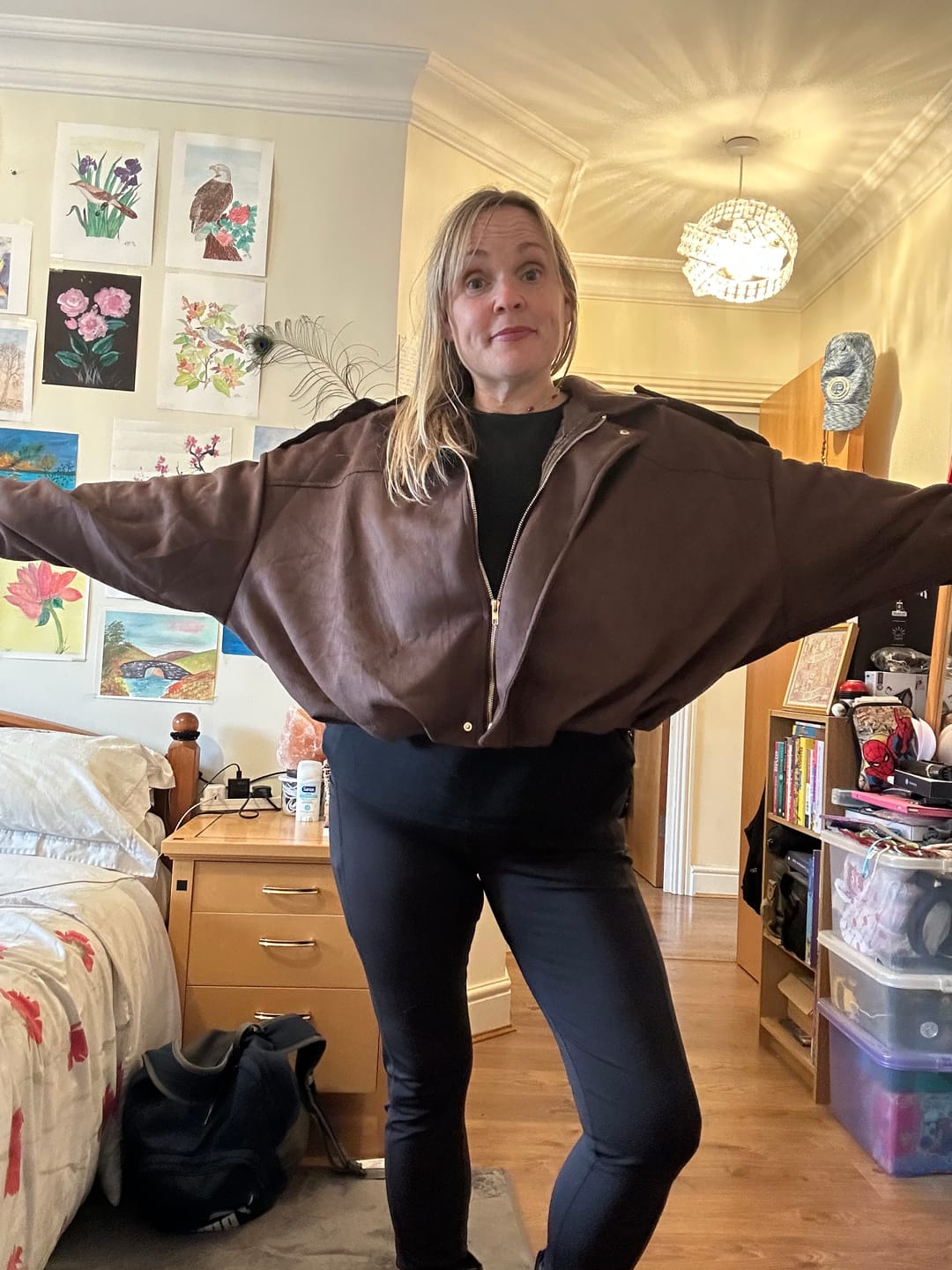 Customer photo review of Lara Suede Bomber Jacket