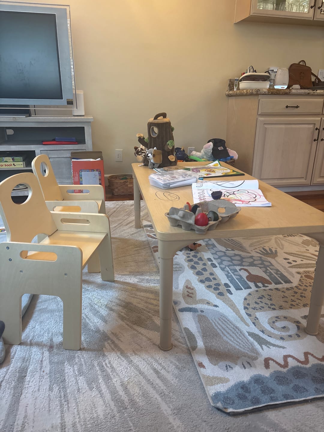 Customer photo review of Avenlur Adrian Multi-Height Adjustable Wooden Table and Chairs Set - Montessori Inspired for Toddlers & Kids