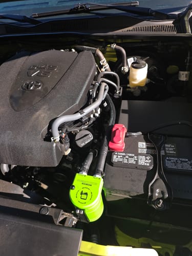 Customer photo review of 2016+ 3.5L V6 Toyota Tacoma Catch Can Kit