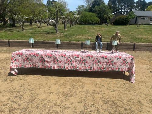 Customer photo review of Chateau Rose Pink Table Cloth