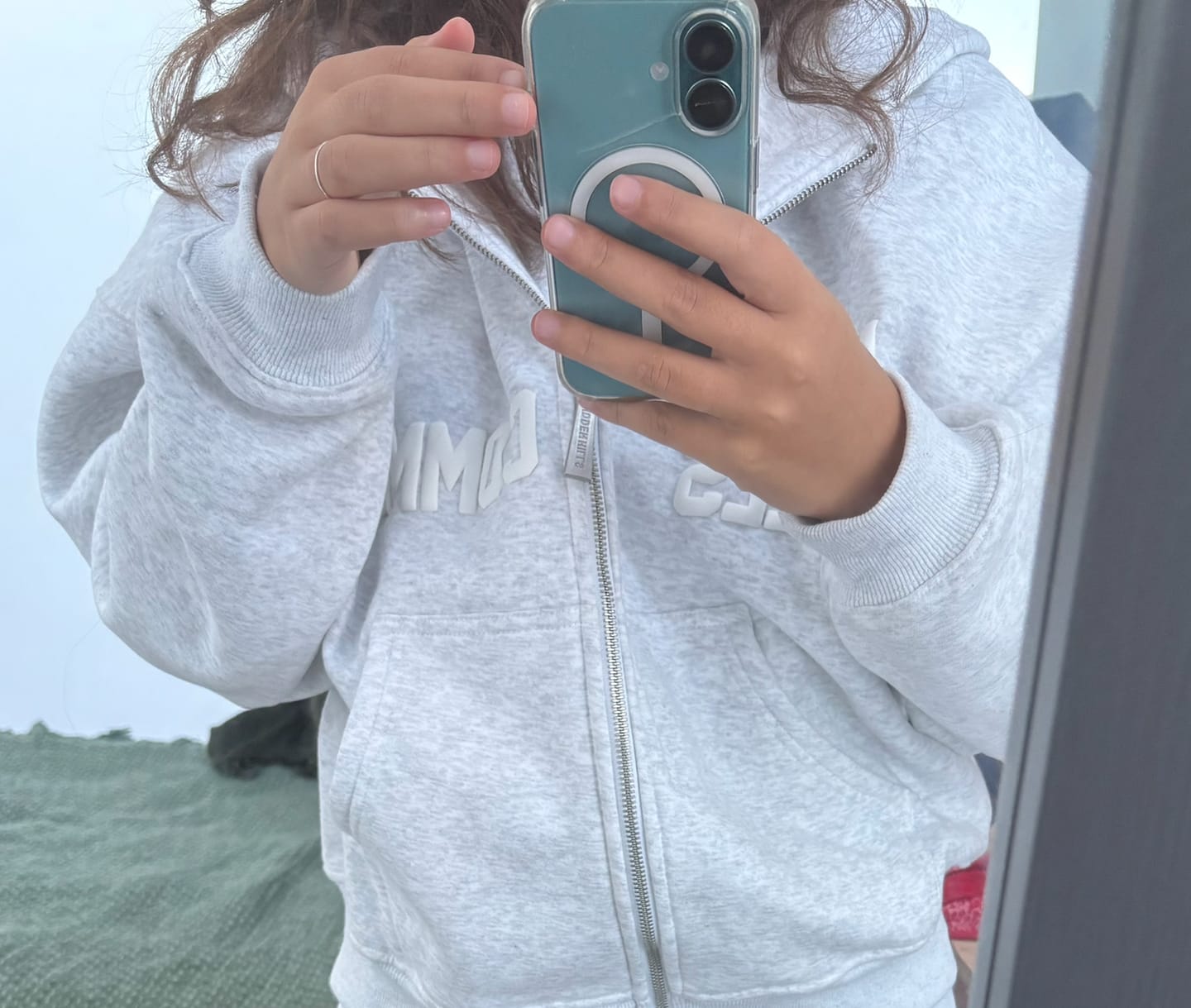 Customer photo review of GATED COMMUNITY ZIP HOODIE LIGHT GREY