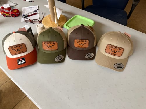 Customer photo review of Richardson 112 Genuine Leather Patch Hats Laser Engraved