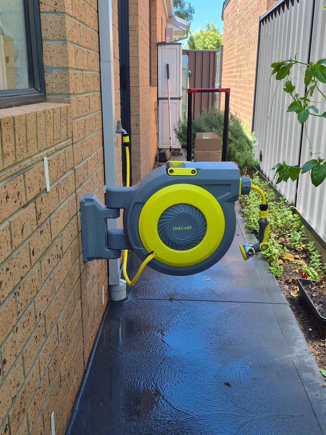 Customer photo review of 30m Retractable Garden Hose Reel.. Fully Installed