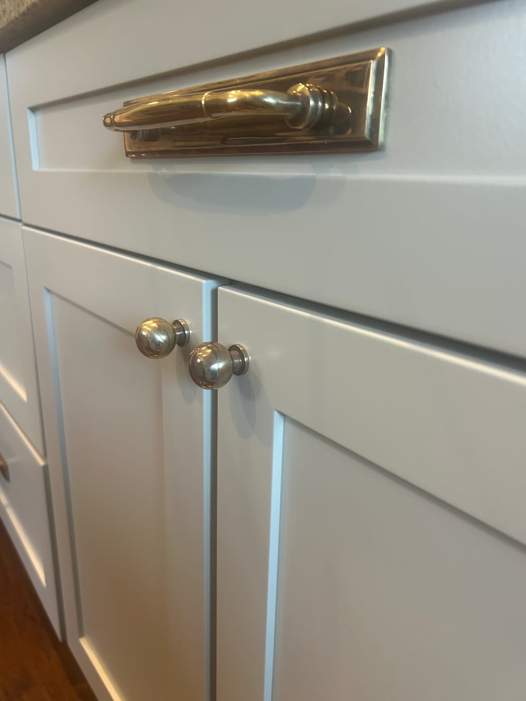 Customer photo review of Classic Cabinet Pulls with Backplate - Unlacquered Brass Polished