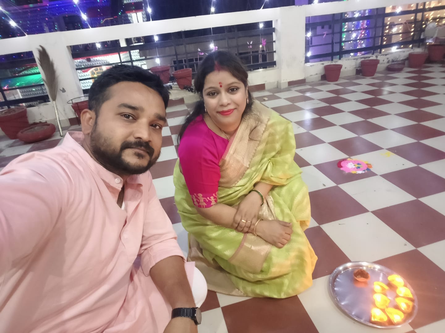 Customer photo review of Men Salmon Pink Airy Linen Long Kurta