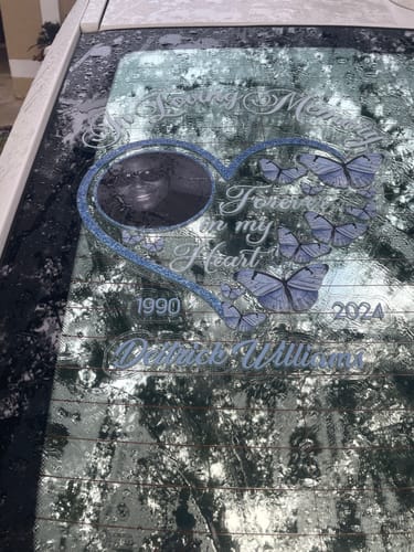 Customer photo review of In Loving Memory Sparkling Heart Memorial Butterflies Personalized Decal