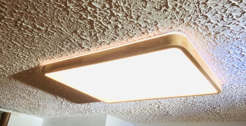 Customer photo review of Rectangle Wood Dimmable LED Flush Mount Light