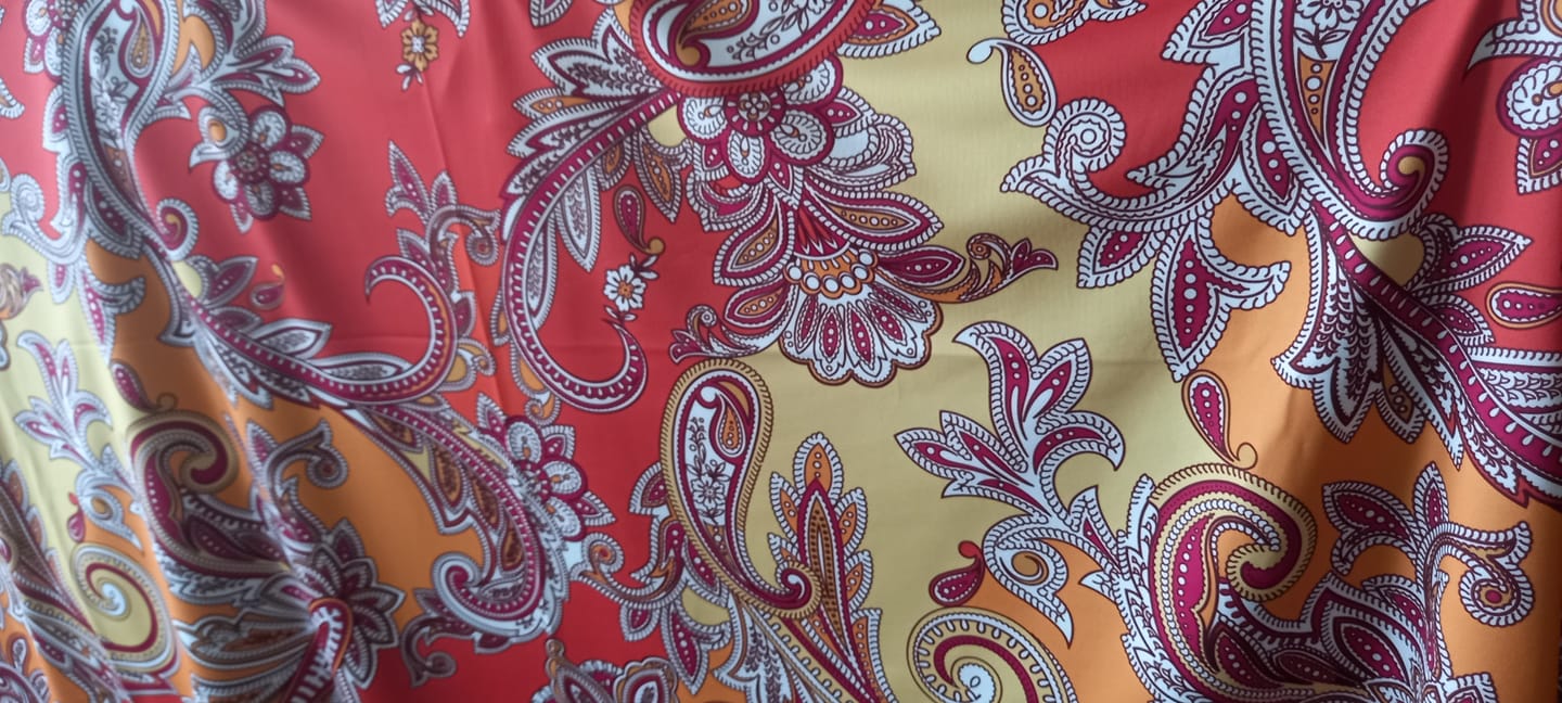 Customer photo review of Orange & Pink Paisley Fabric by the Metre