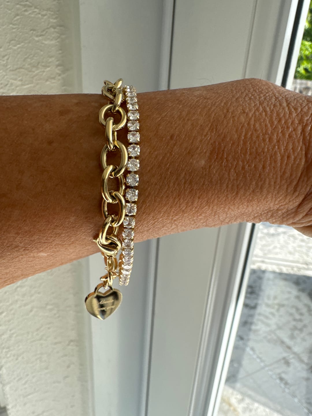 Customer photo review of Classic Chunky Engravable Heart Bracelet