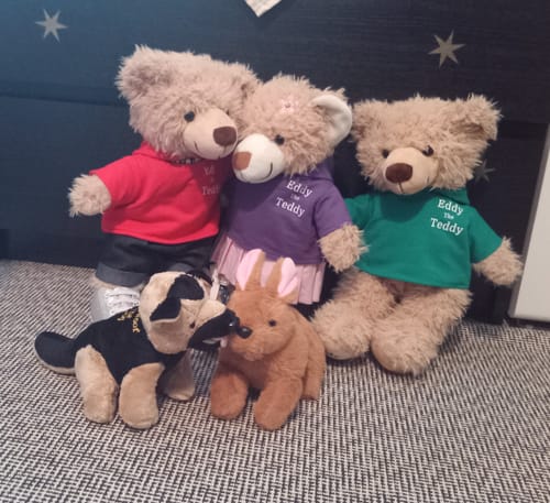 Customer photo review of 32cm Eddy the Teddy Clothing (pack of 5)