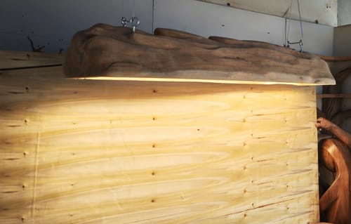Customer photo review of Rustic Log Beam Pendant Lighting For Kitchen Island