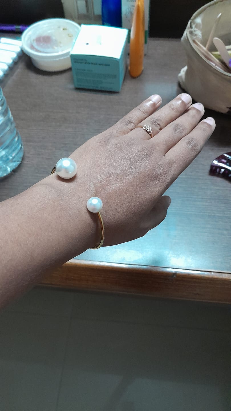Customer photo review of Pearl Cuff Bangle Bracelet