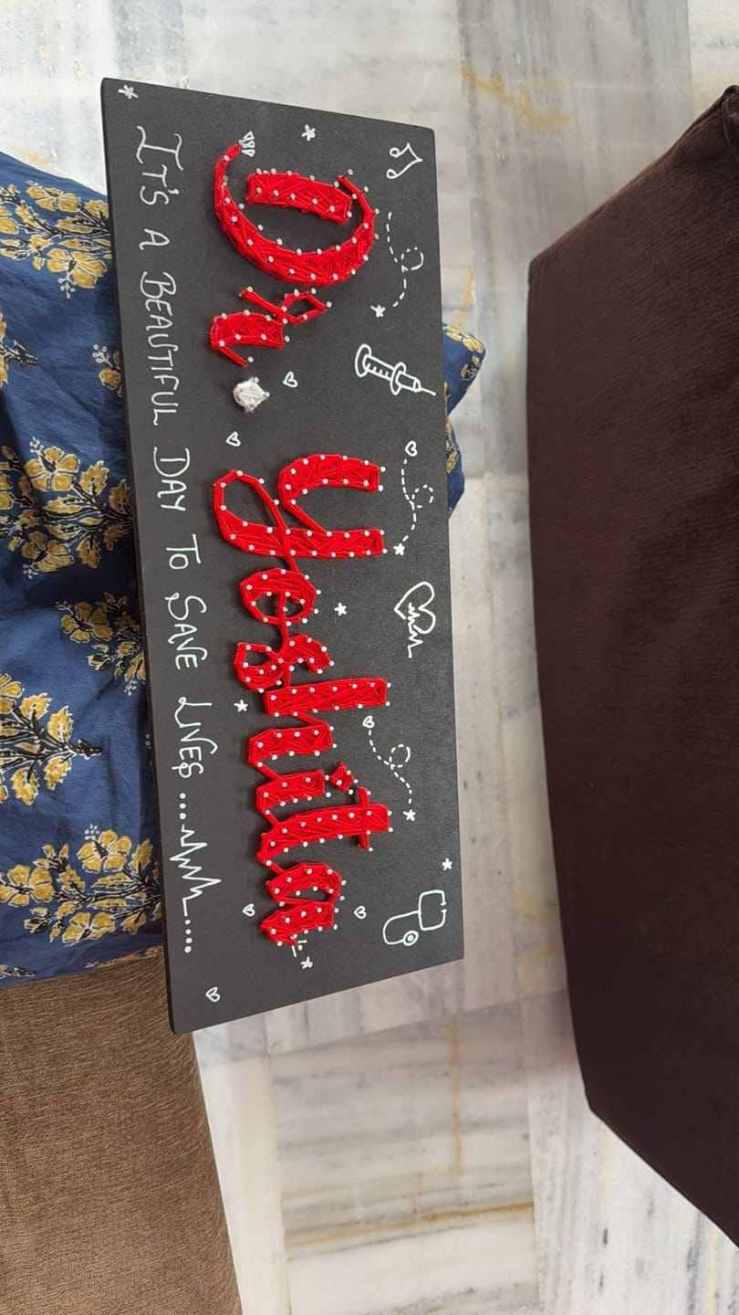 Customer photo review of Long Nameplates String Art
