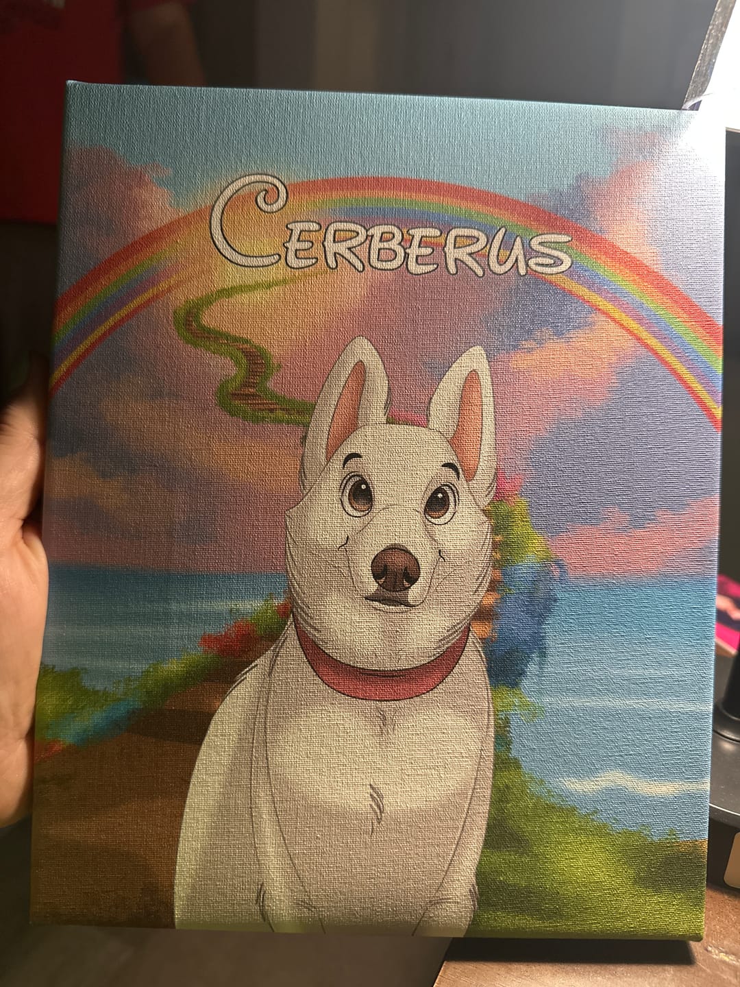 Customer photo review of Custom Hand-Drawn Cartoon Pet Portrait