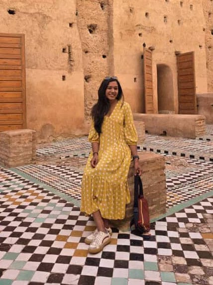 Customer photo review of Bonjour Yellow Polka Modal Maxi Dress