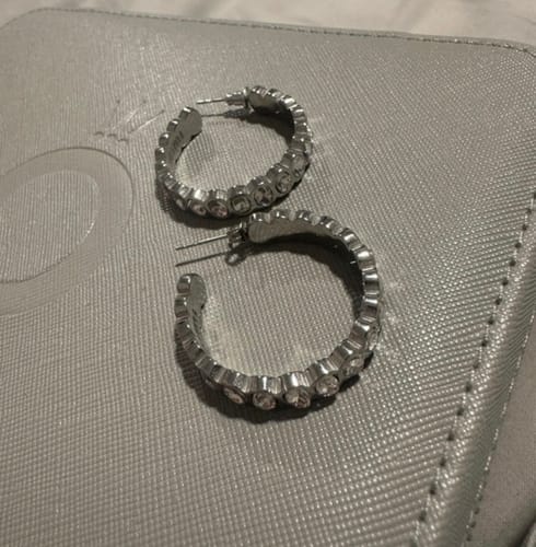 Customer photo review of Sophie Crystal Silver Chunky Earrings