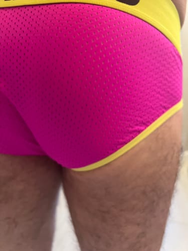 Customer photo review of 2 Pack Men's U-Pouch Mesh Low-Rise Briefs