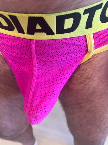 Customer photo review of 2 Pack Men's U-Pouch Mesh Low-Rise Briefs