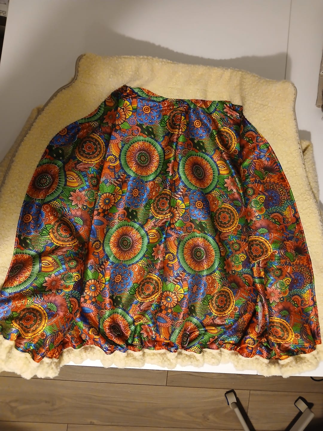 Customer photo review of Colourful Whirl Faux Silk Fabric