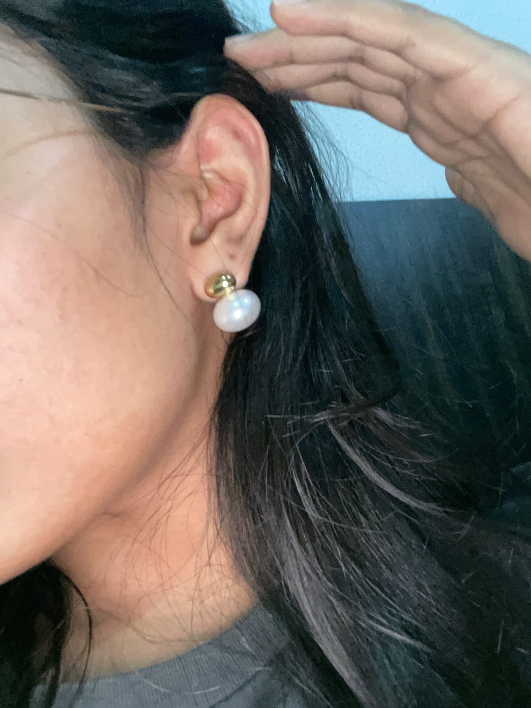 Customer photo review of The Pearl Bubble Studs