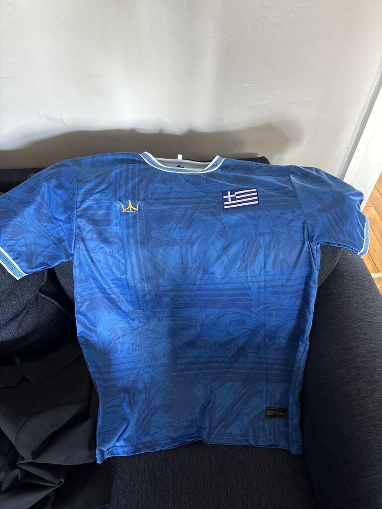 Customer photo review of Greece Heritage Custom Football Jersey