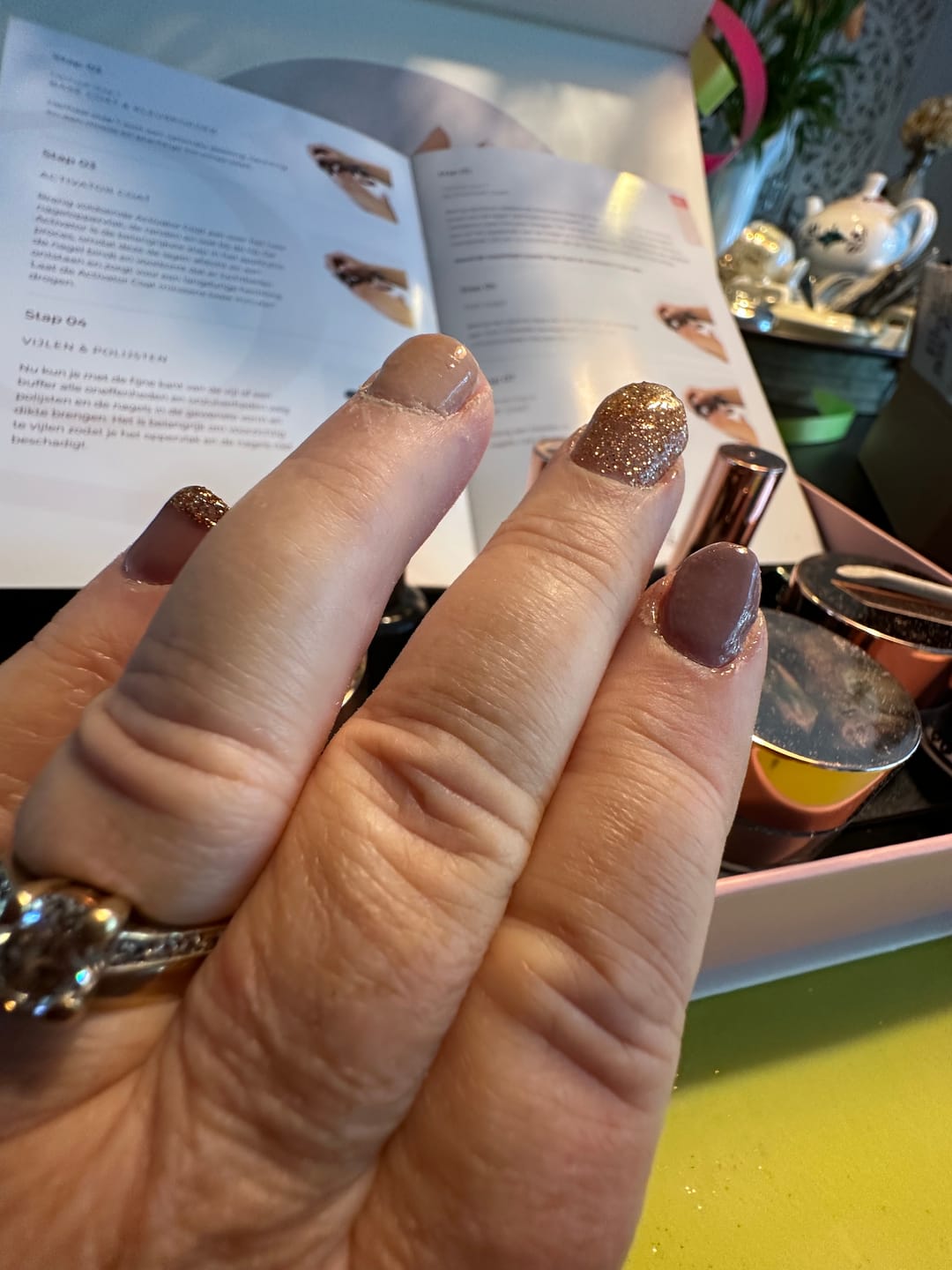 Customer photo review of Champagne Gold Dipping Powder