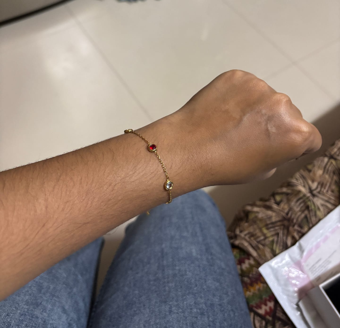 Customer photo review of Multi Crystal Charm Bracelet