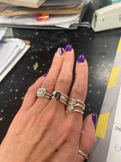 Customer photo review of Raw Amethyst Silver Stacking Ring Set