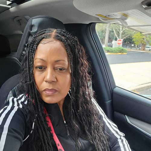 Customer photo review of Full Transparent Lace Human Hair Boho Curls Knotless Boho Box Braided Wig 86 Strands