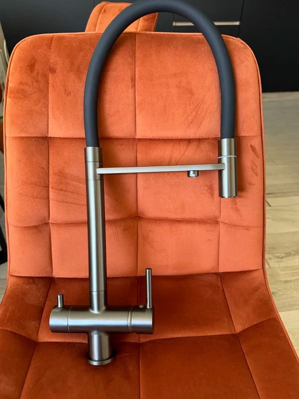 Customer photo review of Trier - Three-Way Kitchen Faucet with Filter Tap Reverse Osmosis Compatible and Pull-Down Spout