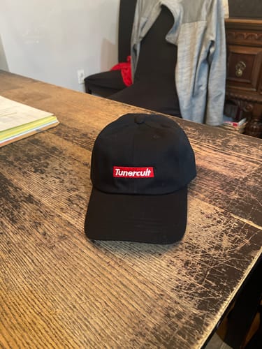 Customer photo review of Dad Hat "Red Bar" Black