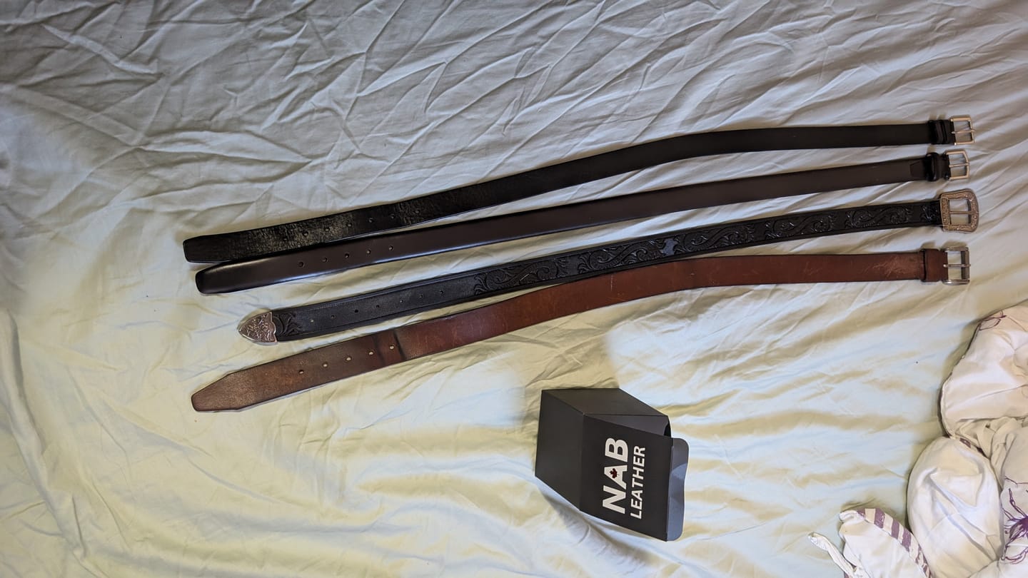 Customer photo review of Western Black Hand-tooled Full-Grain Leather Belt