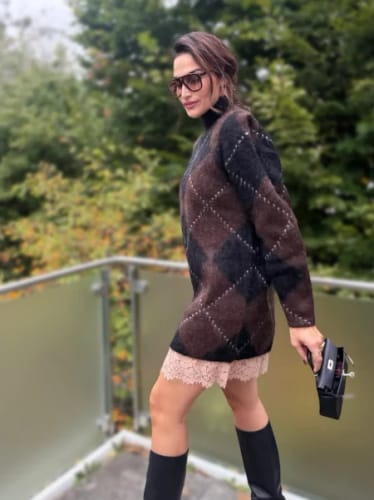 Customer photo review of Pamela Panelled Print Sweater Set - Dress Top & Skirt