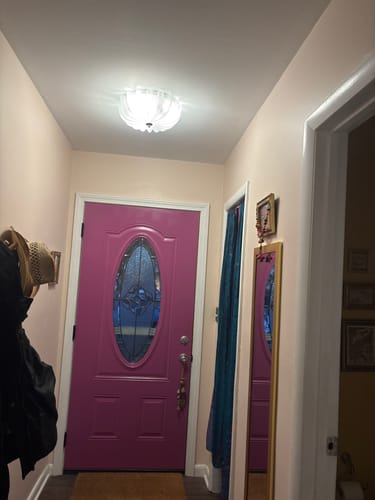 Customer photo review of Boho Pleated Flower White Crackled Glass Semi Flush