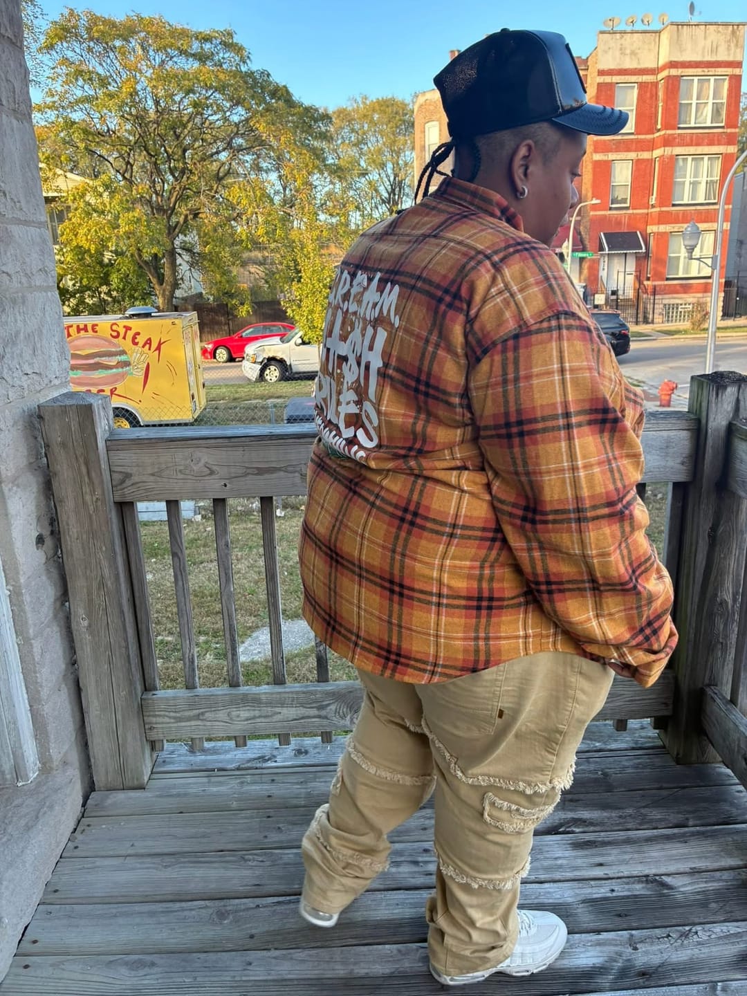Customer photo review of CREAM - Gold and Orange Flannel Long Sleeve Shirt