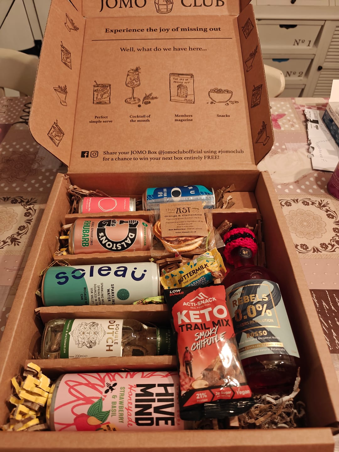 Customer photo review of Monthly, Bi-Monthly or Quarterly JOMO Box 🍸